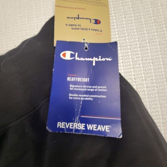 Champion Reverse Weave Men's Large Joggers Spellout Patch Black NWT - Picture 4 of 8
